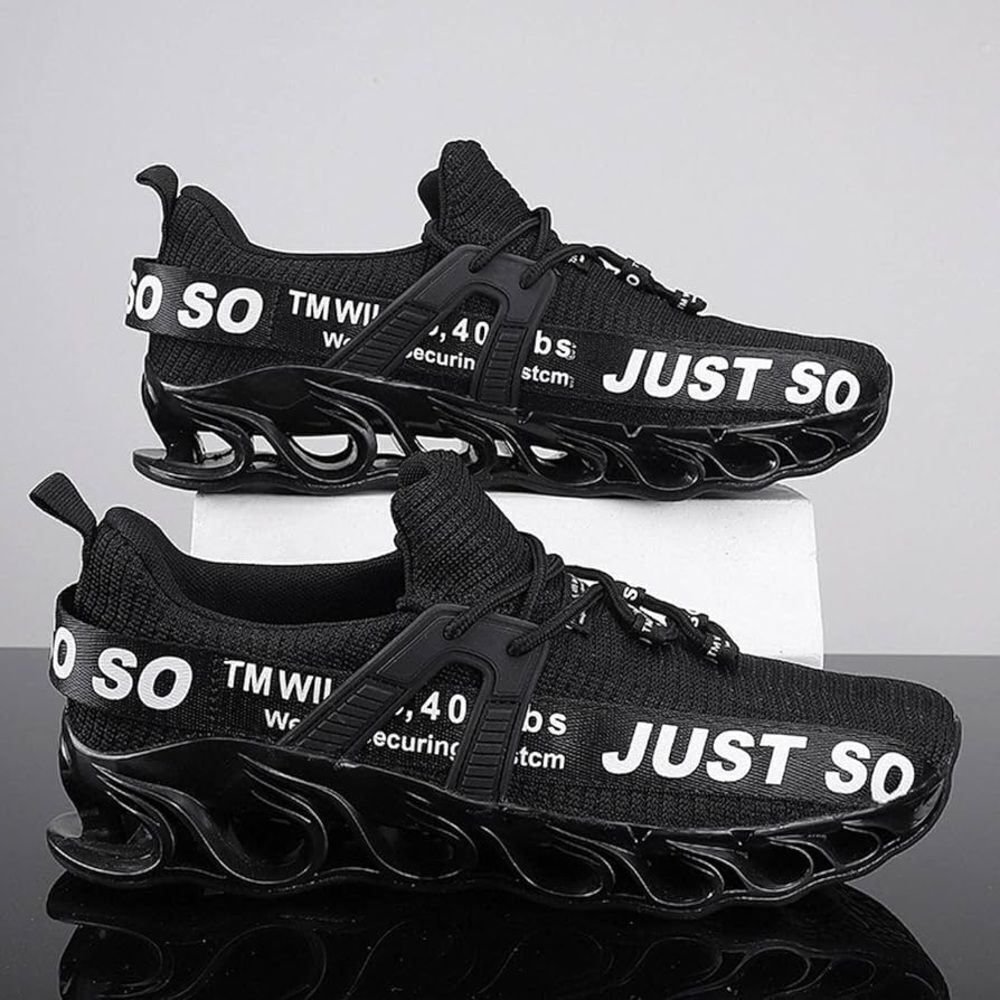 Just Soso Sport Running Training Walk Gym Black Athletic Shoeswith White Accents